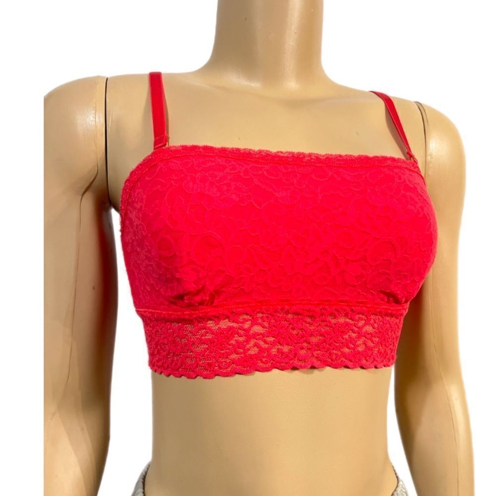 Victoria’s Secret Strapless Lace unlined bralette bra Coral Medium - Picture 4 of 5